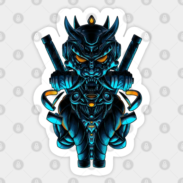 Cyber Oni Mask Sticker by FUJHINE